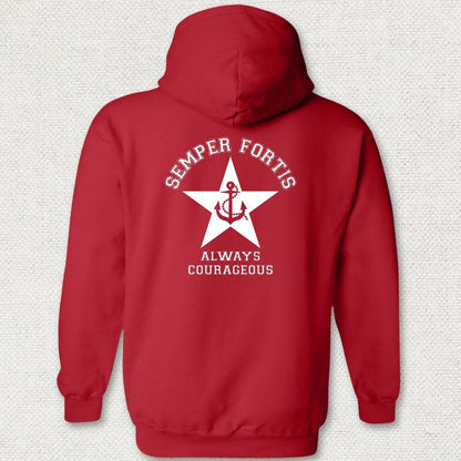 NavyHumor Hoodie Red / S Semper Fortis (Star & Anchor) Hoodie