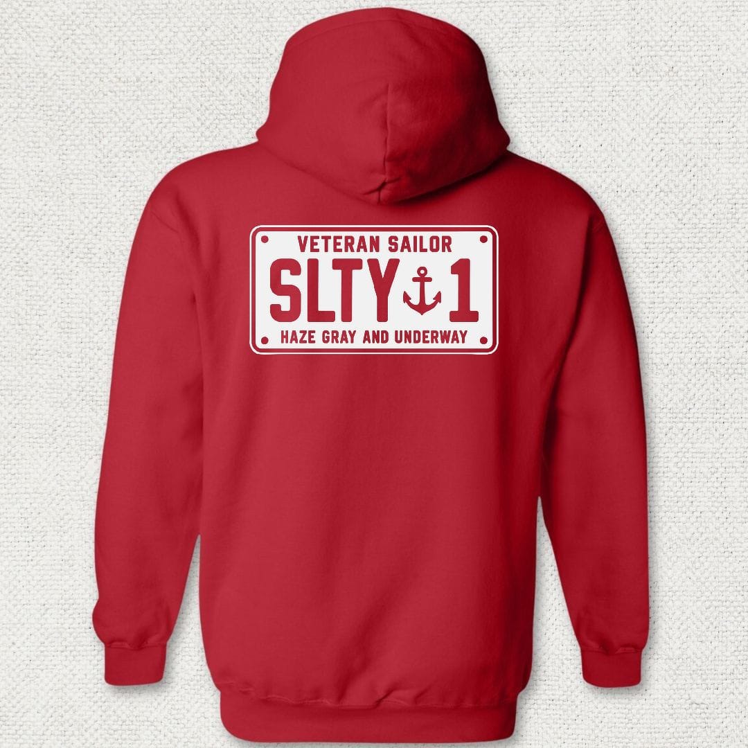 NavyHumor Hoodie Red / S Veteran Sailor License Plate Hoodie
