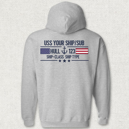 NavyHumor Hoodie Sport Grey / S Flag & Anchor - Add Your Command Hoodie