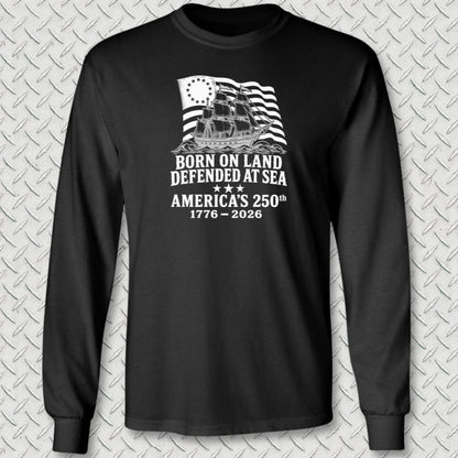 NavyHumor Long-sleeve Black / S Defended at Sea - America's 250th Long Sleeve Tee