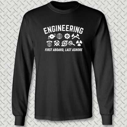 NavyHumor Long-sleeve Black / S Engineering - First Aboard Long Sleeve Tee