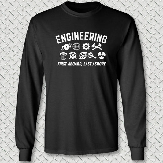 NavyHumor Long-sleeve Black / S Engineering - First Aboard Long Sleeve Tee