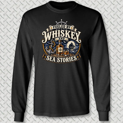 NavyHumor Long-sleeve Black / S Fueled By Whiskey And Sea Stories Long Sleeve Tee