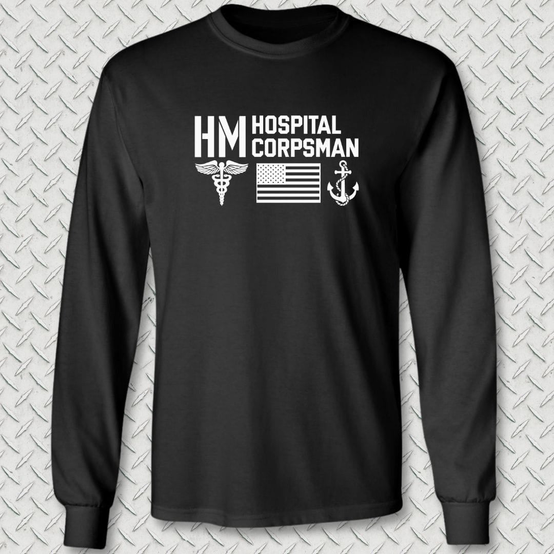 NavyHumor Long-sleeve Black / S HM - Flag & Anchor Long Sleeve Tee