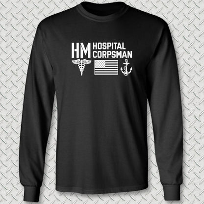 NavyHumor Long-sleeve Black / S HM - Flag & Anchor Long Sleeve Tee