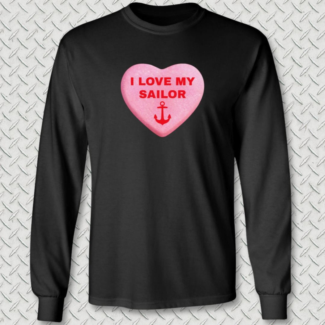 NavyHumor Long-sleeve Black / S Love My Sailor Candy Heart Long Sleeve Tee
