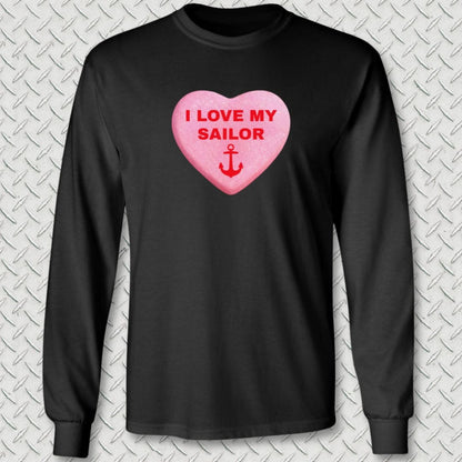 NavyHumor Long-sleeve Black / S Love My Sailor Candy Heart Long Sleeve Tee