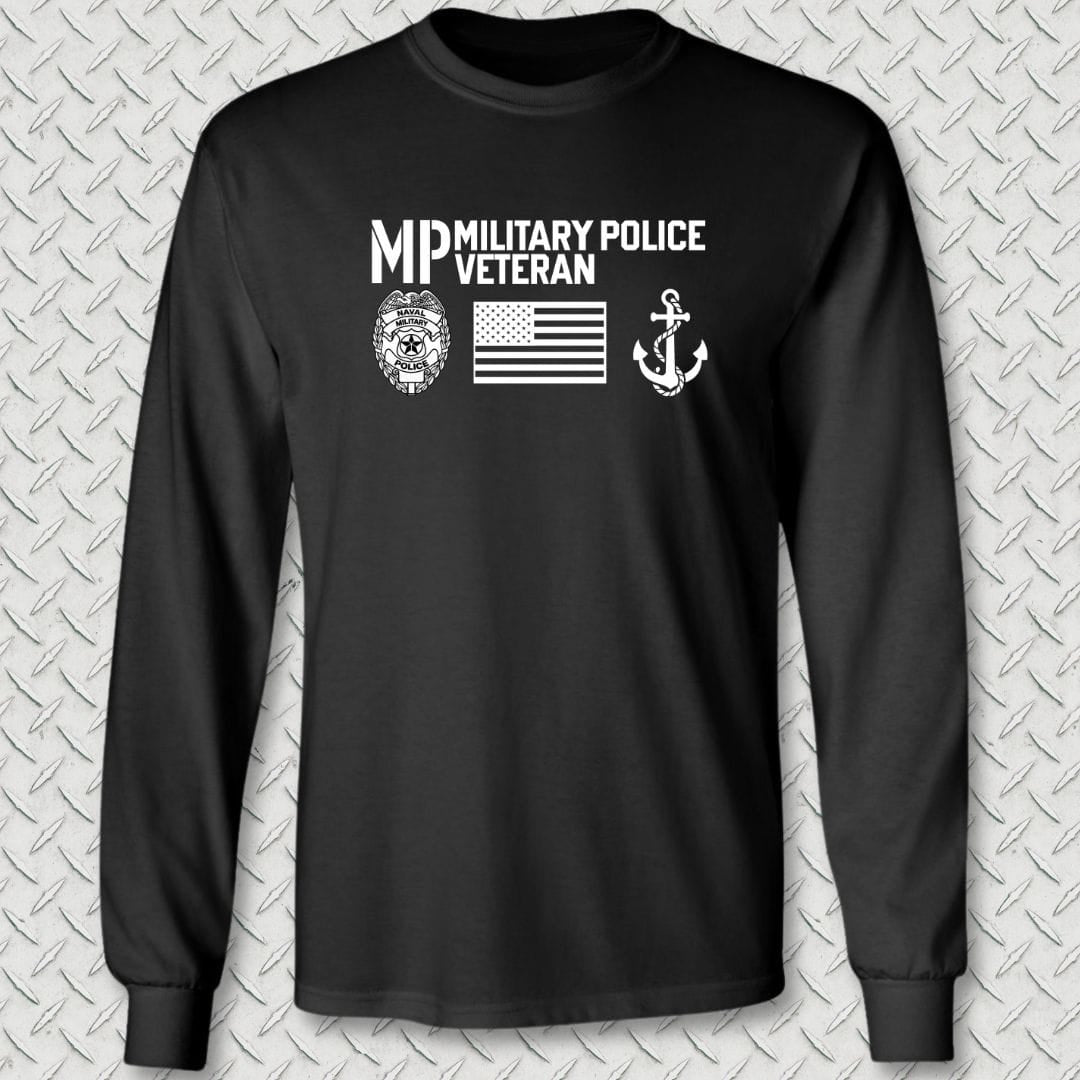 NavyHumor Long-sleeve Black / S Military Police Veteran - Flag & Anchor Long Sleeve Tee