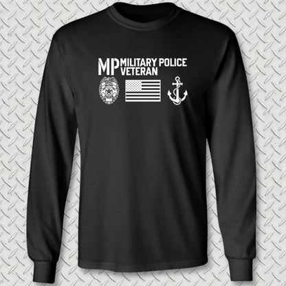 NavyHumor Long-sleeve Black / S Military Police Veteran - Flag & Anchor Long Sleeve Tee