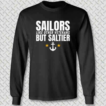 NavyHumor Long-sleeve Black / S Sailors Are Saltier Long Sleeve Tee