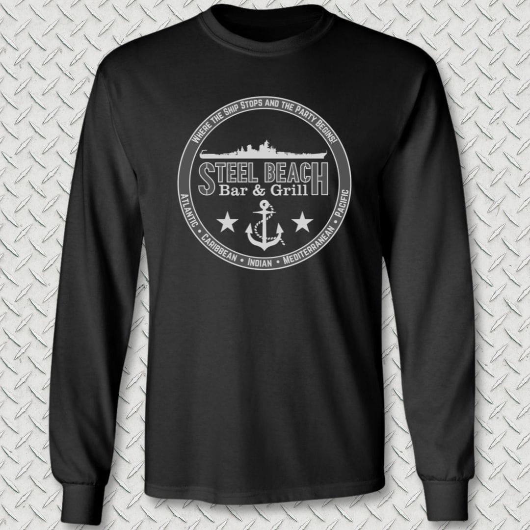 NavyHumor Long-sleeve Black / S Steel Beach Bar and Grill - Surface Long Sleeve Tee
