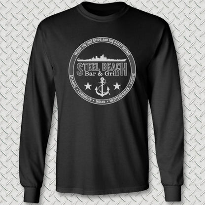 NavyHumor Long-sleeve Black / S Steel Beach Bar and Grill - Surface Long Sleeve Tee