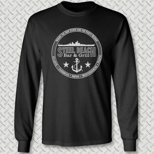 NavyHumor Long-sleeve Black / S Steel Beach Bar and Grill - Surface Long Sleeve Tee