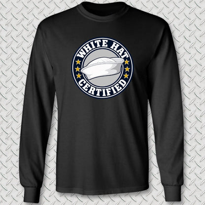 NavyHumor Long-sleeve Black / S White Hat Certified Long Sleeve Tee