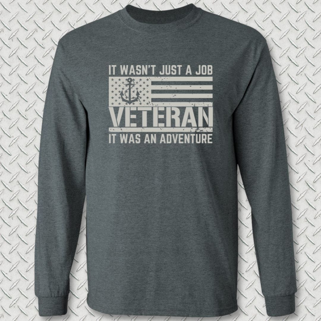 NavyHumor Long-sleeve Dark Heather / S Adventure Veteran Long Sleeve Tee