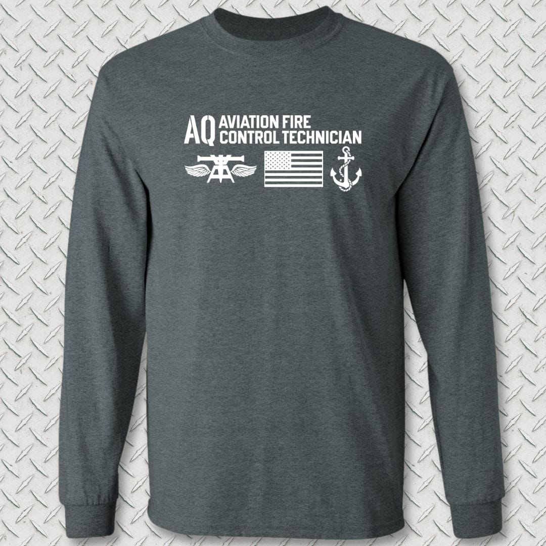 NavyHumor Long-sleeve Dark Heather / S AQ - Flag & Anchor Long Sleeve Tee