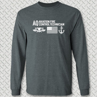 NavyHumor Long-sleeve Dark Heather / S AQ - Flag & Anchor Long Sleeve Tee
