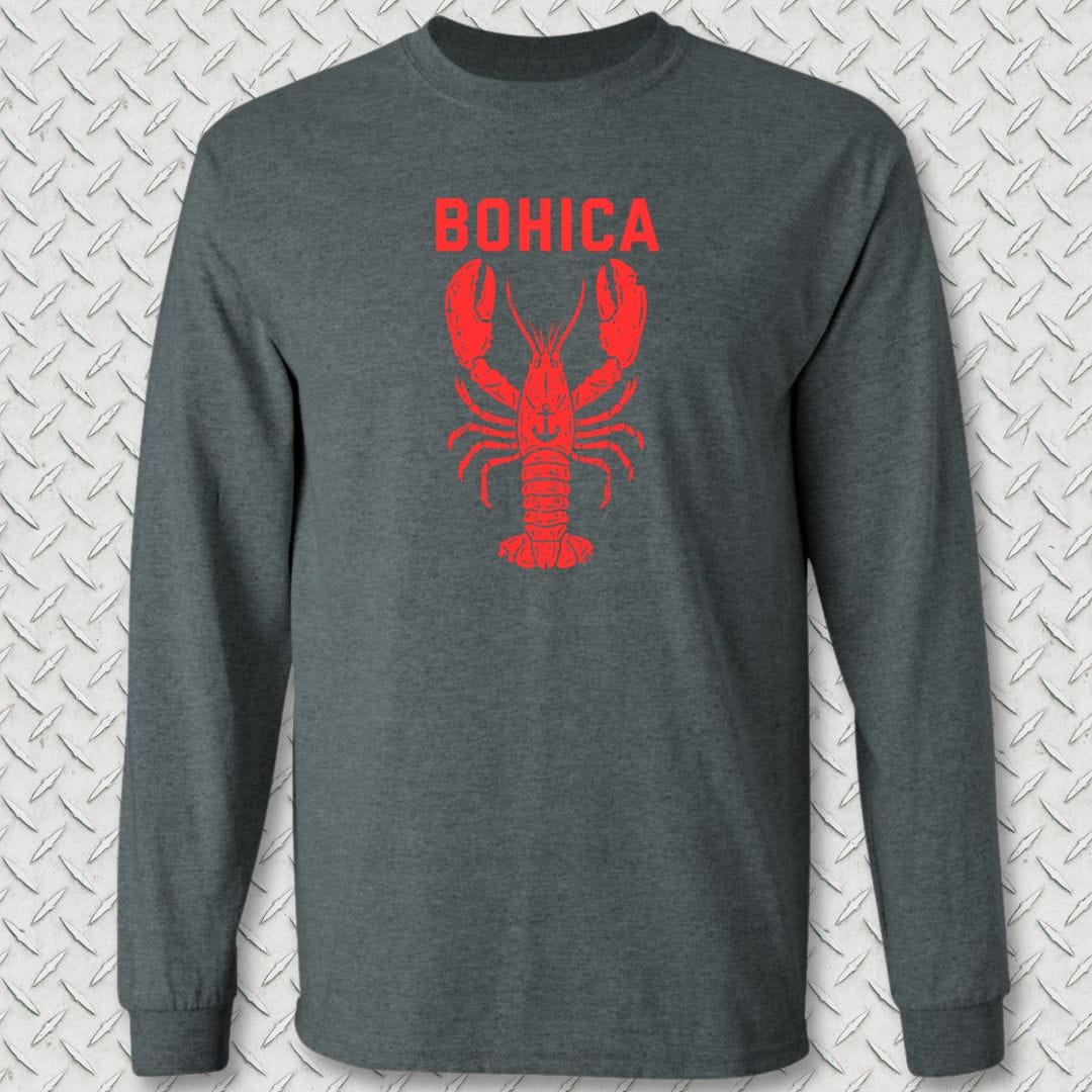 NavyHumor Long-sleeve Dark Heather / S BOHICA Lobster Long Sleeve Tee