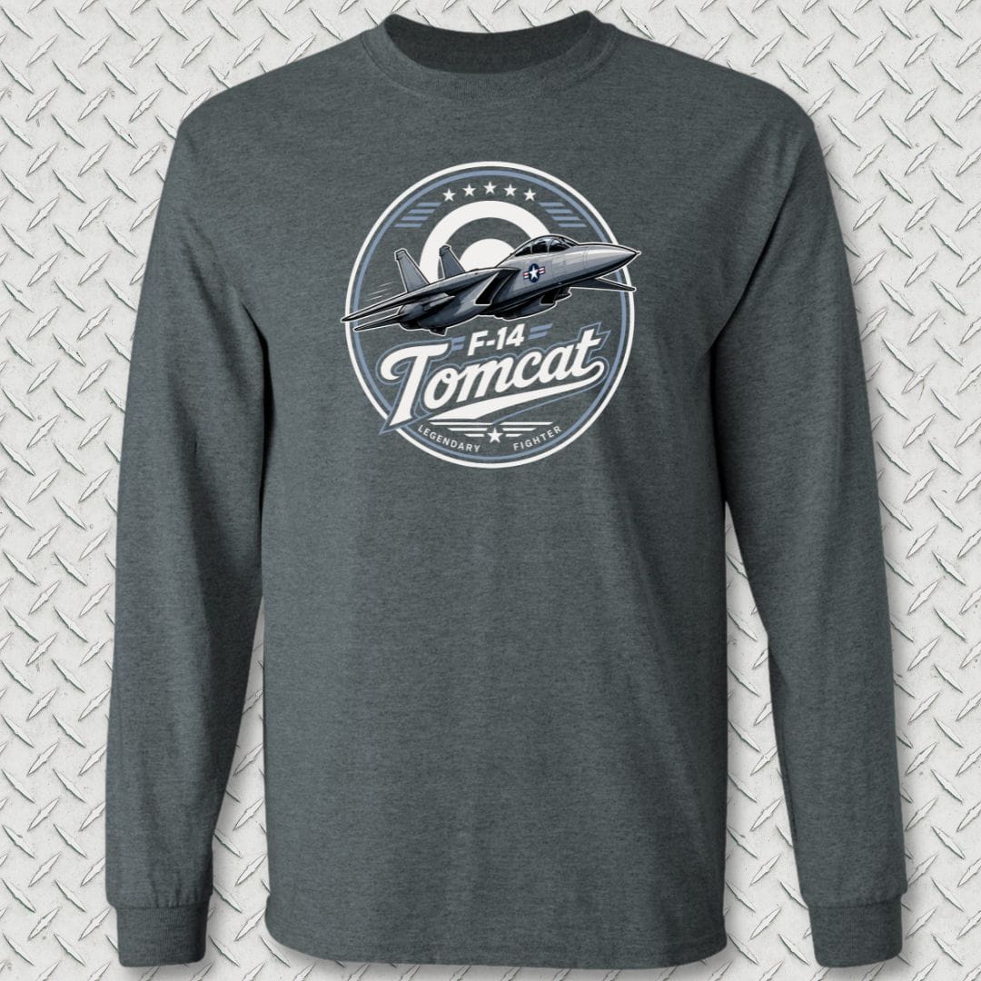 NavyHumor Long-sleeve Dark Heather / S F-14 Tomcat Legendary Fighter Long Sleeve Tee