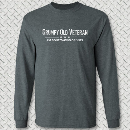 NavyHumor Long-sleeve Dark Heather / S Grumpy Old Veteran Long Sleeve Tee