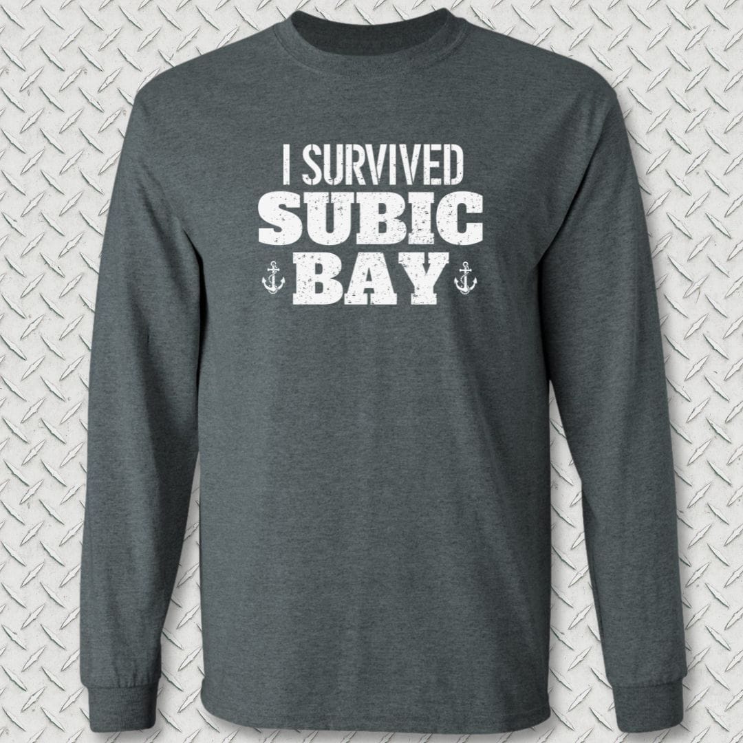 NavyHumor Long-sleeve Dark Heather / S I Survived Subic Bay Long Sleeve Tee
