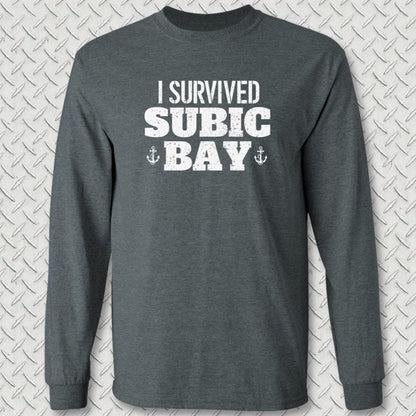 NavyHumor Long-sleeve Dark Heather / S I Survived Subic Bay Long Sleeve Tee