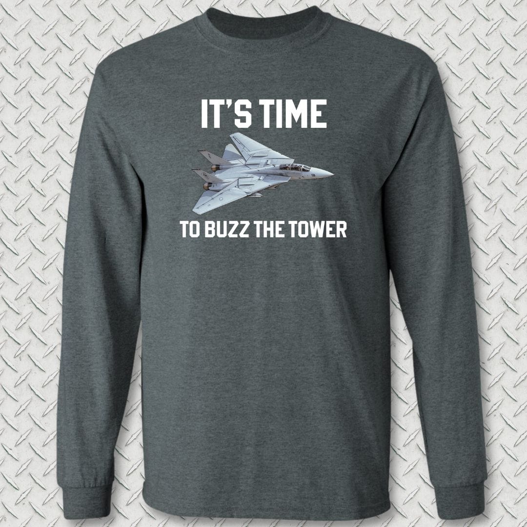 NavyHumor Long-sleeve Dark Heather / S It's Time To Buzz The Tower Long Sleeve Tee