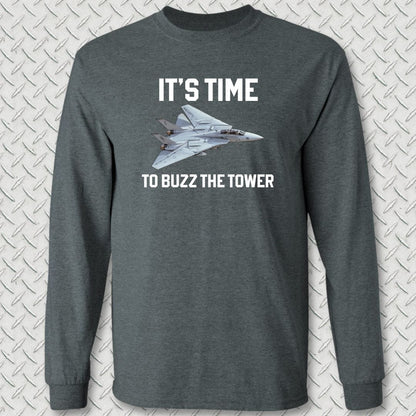 NavyHumor Long-sleeve Dark Heather / S It's Time To Buzz The Tower Long Sleeve Tee