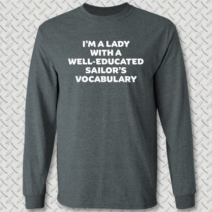 NavyHumor Long-sleeve Dark Heather / S Lady Sailor Vocabulary Long Sleeve Tee