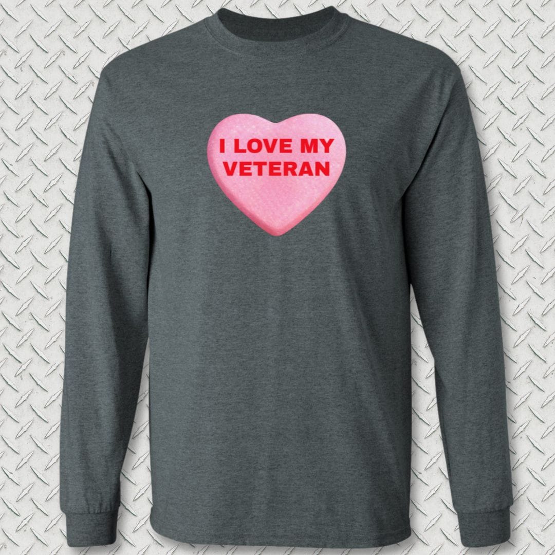 NavyHumor Long-sleeve Dark Heather / S Love My Veteran Long Sleeve Tee
