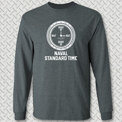 NavyHumor Long-sleeve Dark Heather / S Naval Standard Time Long Sleeve Tee