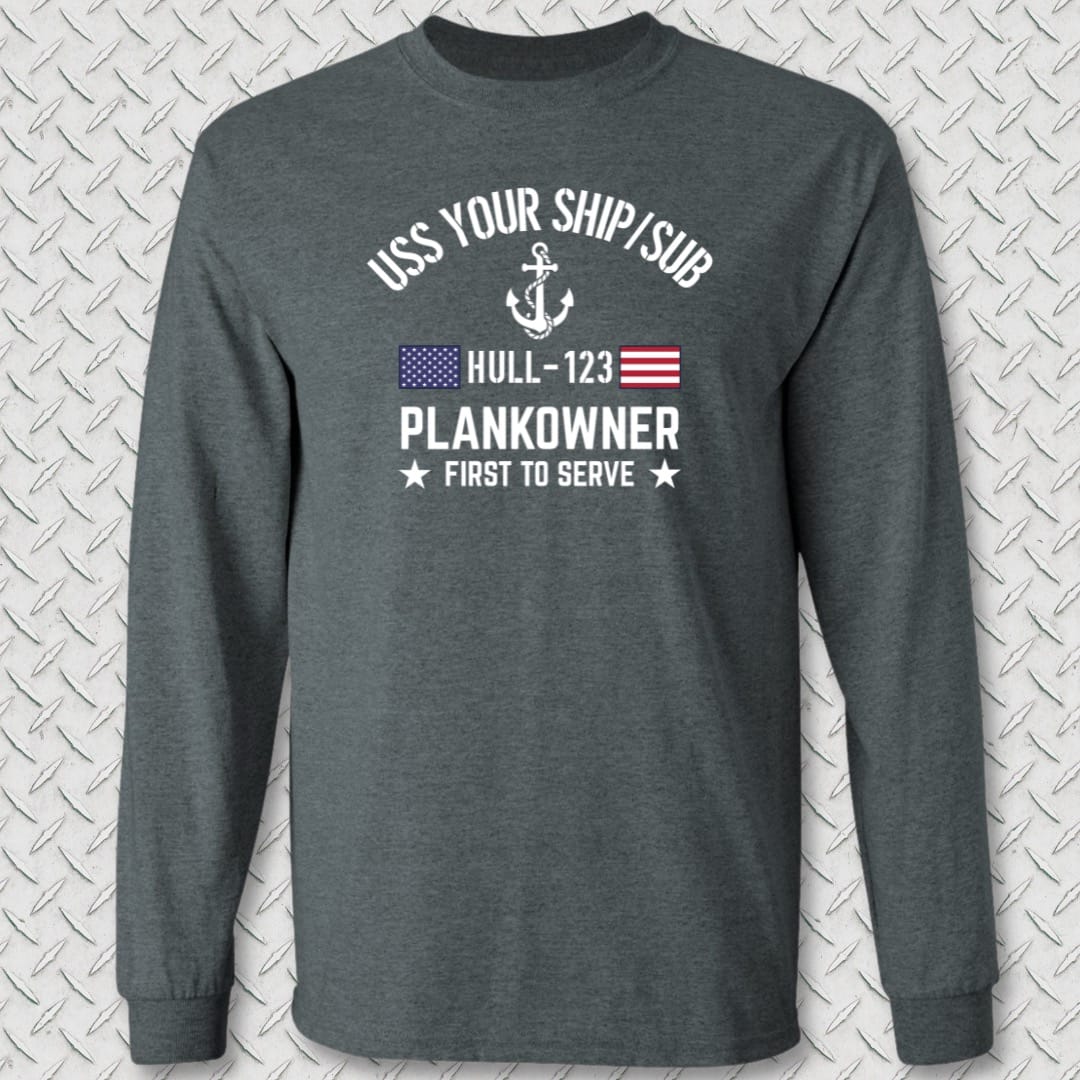 NavyHumor Long-sleeve Dark Heather / S Plankowner - Add Your Command Long Sleeve Tee