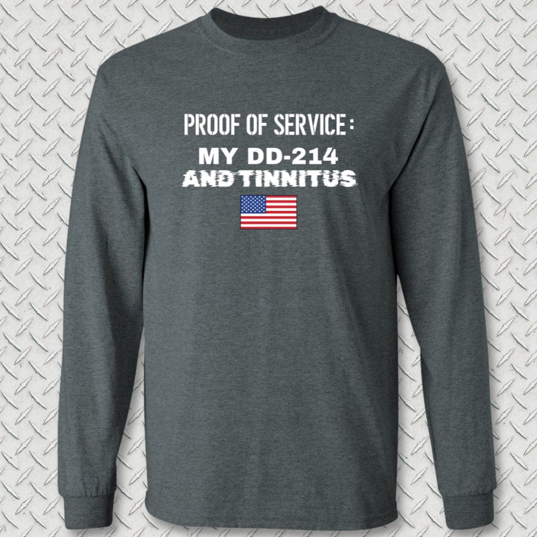 NavyHumor Long-sleeve Dark Heather / S Proof of Service (Flag) Long Sleeve Tee