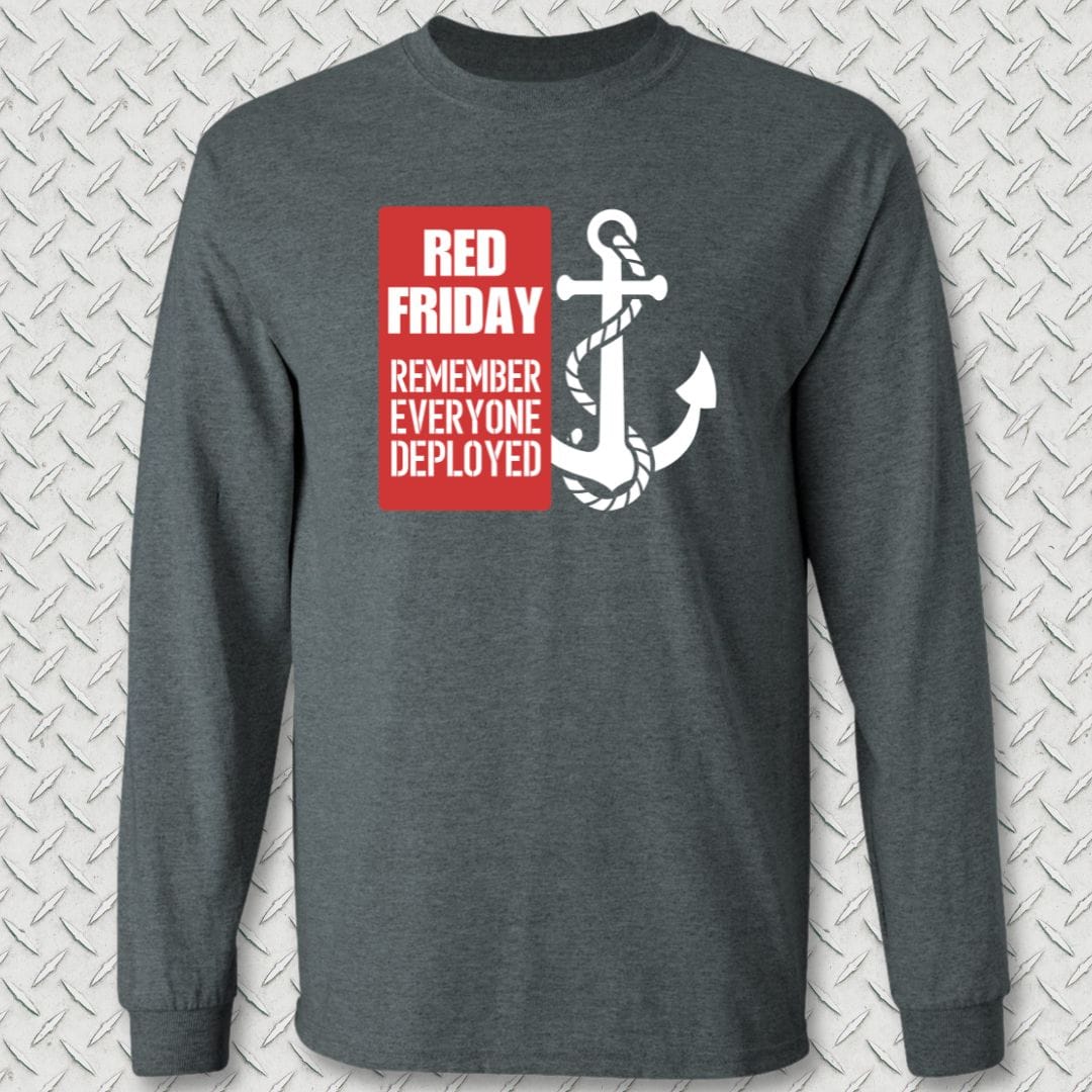 NavyHumor Long-sleeve Dark Heather / S R.E.D. Friday Banner Anchor Long Sleeve Tee
