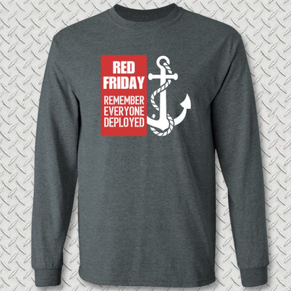 NavyHumor Long-sleeve Dark Heather / S R.E.D. Friday Banner Anchor Long Sleeve Tee