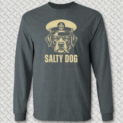 NavyHumor Long-sleeve Dark Heather / S Salty Dog Chief Sleeve Tee