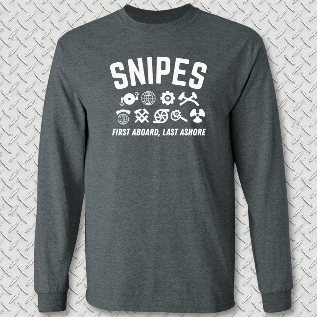 NavyHumor Long-sleeve Dark Heather / S Snipes - First Aboard Long Sleeve Tee