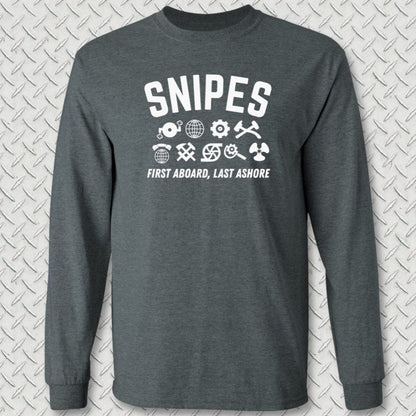 NavyHumor Long-sleeve Dark Heather / S Snipes - First Aboard Long Sleeve Tee