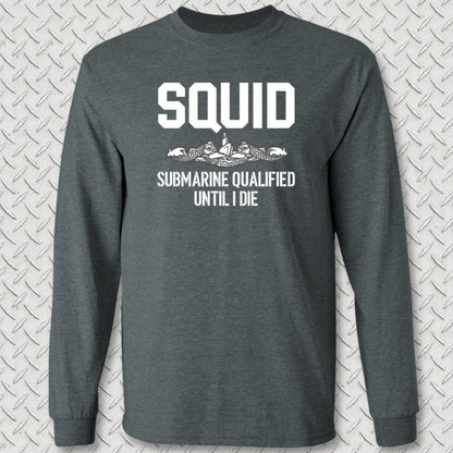 NavyHumor Long-sleeve Dark Heather / S SQUID - Submarine Qualified Long Sleeve Tee