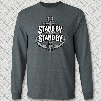 NavyHumor Long-sleeve Dark Heather / S Stand By To Stand By Long Sleeve Tee
