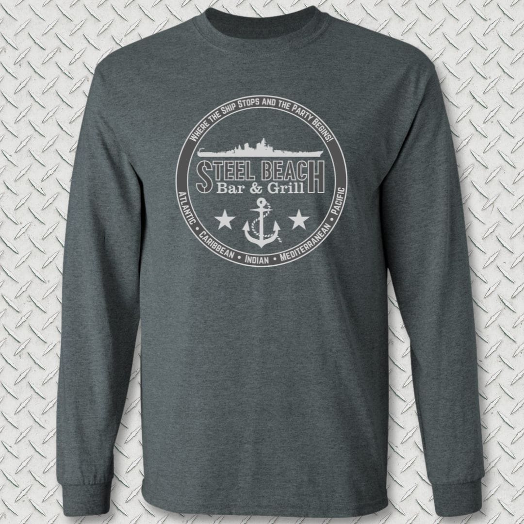 NavyHumor Long-sleeve Dark Heather / S Steel Beach Bar and Grill - Surface Long Sleeve Tee