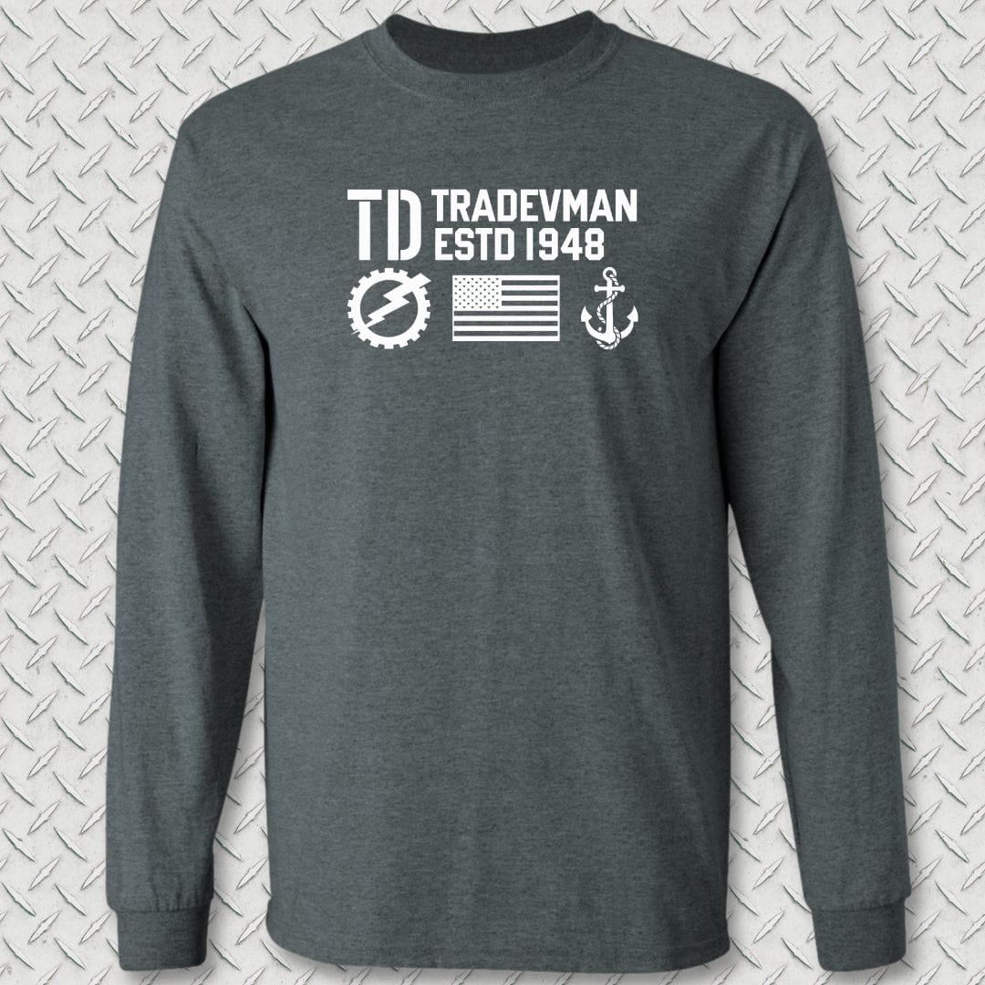 NavyHumor Long-sleeve Dark Heather / S TD - Flag & Anchor Long Sleeve Tee