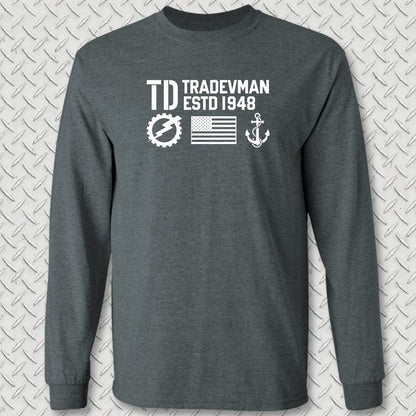 NavyHumor Long-sleeve Dark Heather / S TD - Flag & Anchor Long Sleeve Tee