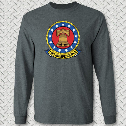NavyHumor Long-sleeve Dark Heather / S USS Independence Crest Long Sleeve Tee