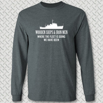 NavyHumor Long-sleeve Dark Heather / S Wooden Ships and Iron Men Long Sleeve Tee