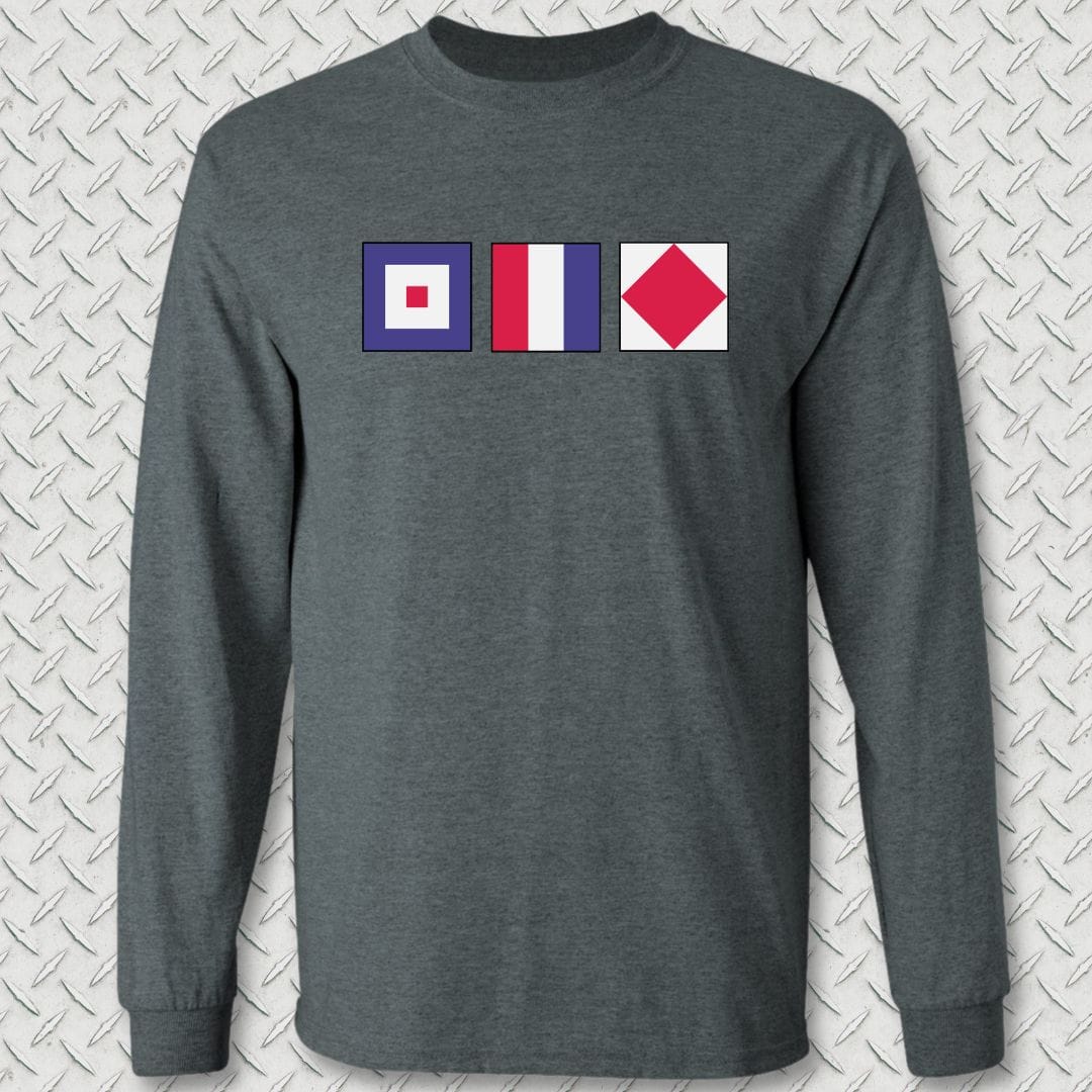 NavyHumor Long-sleeve Dark Heather / S WTF Signal Flag Long Sleeve Tee