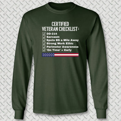 Certified Veteran Checklist Long Sleeve Tee