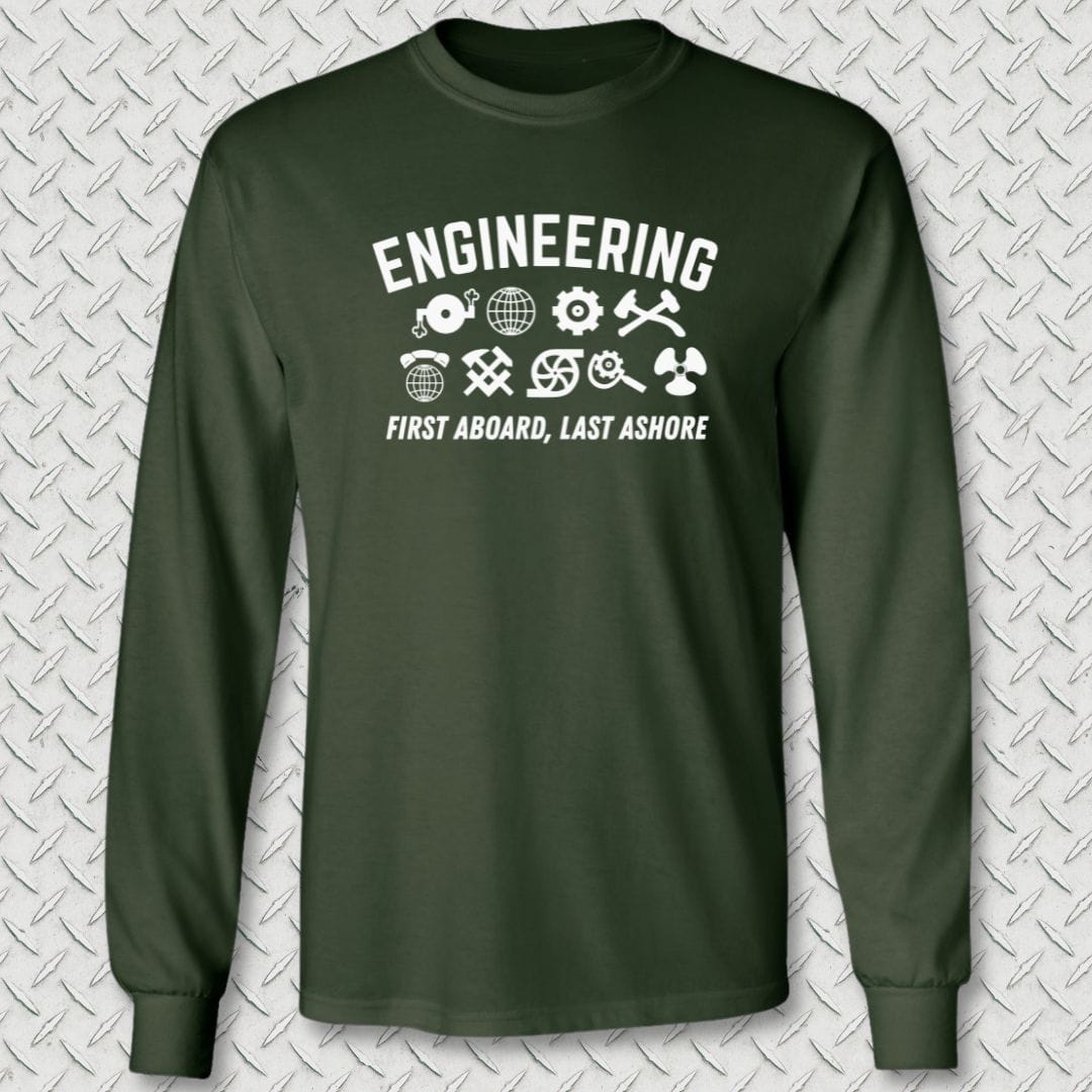 NavyHumor Long-sleeve Forest Green / M Engineering - First Aboard Long Sleeve Tee