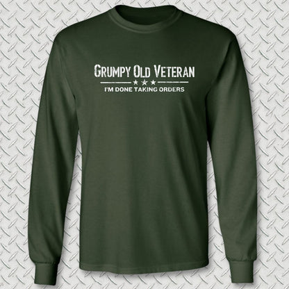 NavyHumor Long-sleeve Forest Green / M Grumpy Old Veteran Long Sleeve Tee