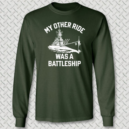 NavyHumor Long-sleeve Forest Green / M My Other Ride Was A Battleship Long Sleeve Tee